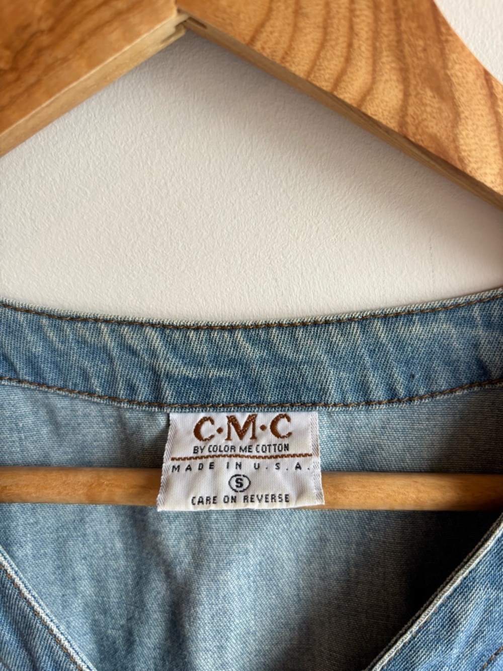 Light Wash Denim Fringe Blouse - Picture 3 of 5